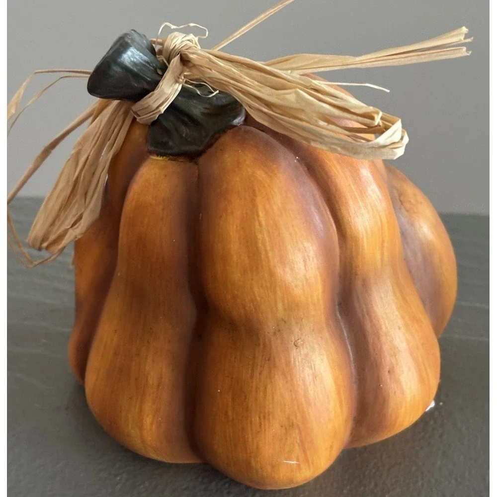 Set of 3 Small Halloween Expressive Pumpkins Decor Human Face Grumpy Gus Resin